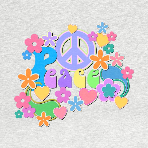 Peace and Love Hippy Flower Power Design by AlondraHanley